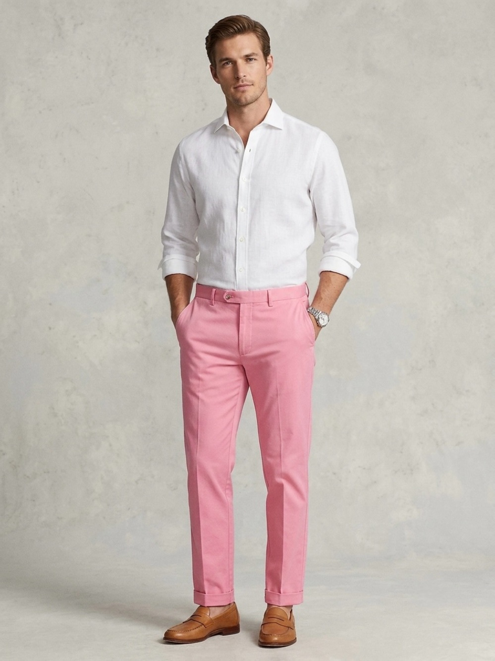 Peter Millar Trousers Mens 36 Pink Soft Touch Twill Chino Golf Pants Flat Front